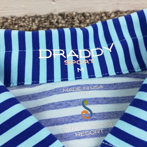 B Draddy Streamsong Polo Shirt Performance Striped Blue Mens Medium - Picture 4 of 10